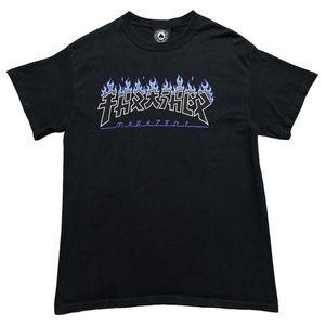 Thrasher Short Sleeve Tshirt Mens Size Medium Black Japanese Text Flames Skater